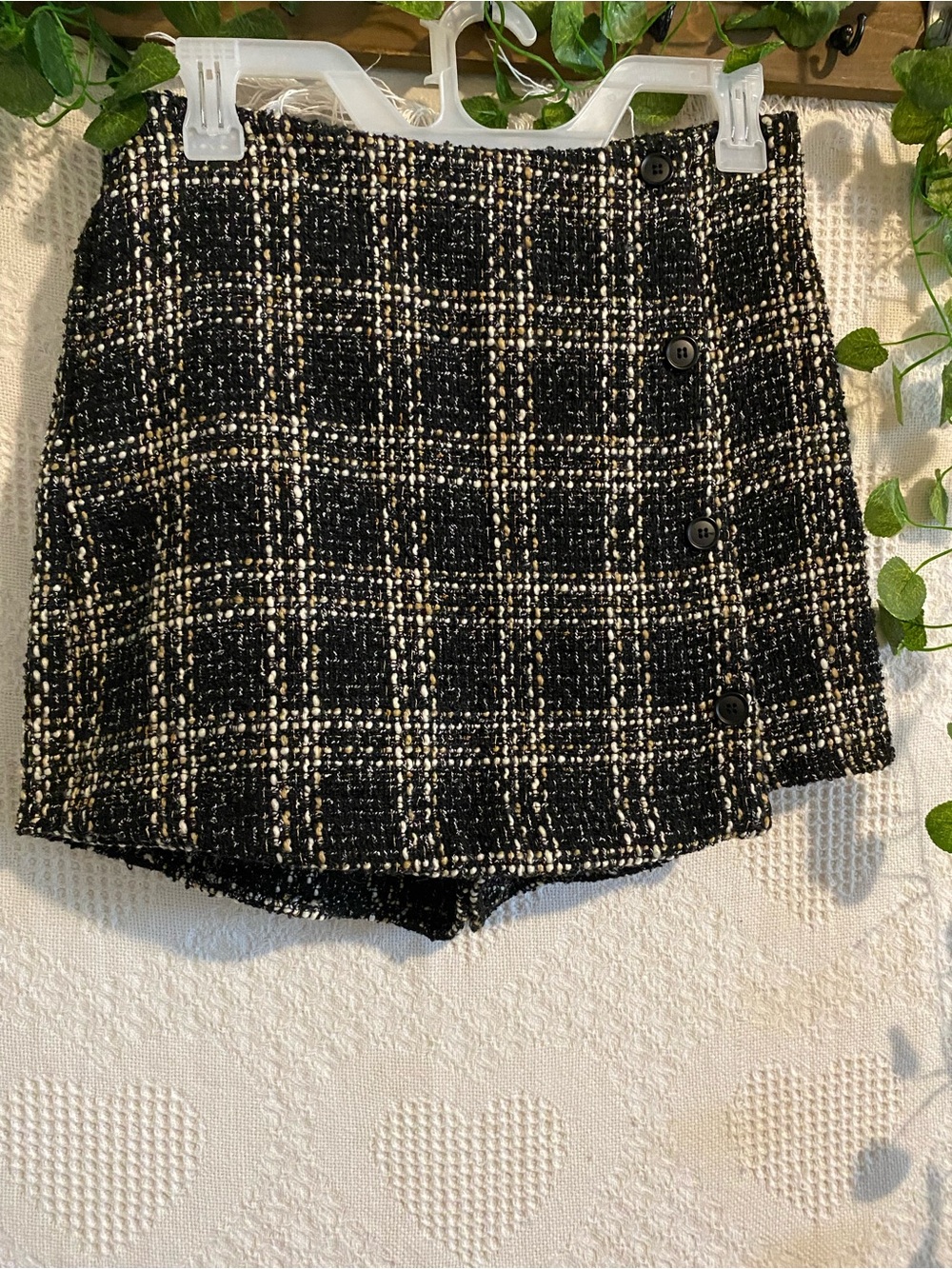dee elli Black & beige Bouclé Zip skirt